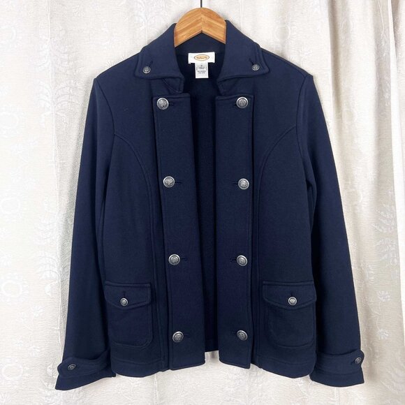 Military-inspired blue knit jersey blazer vintage Talbots - Picture 1 of 9